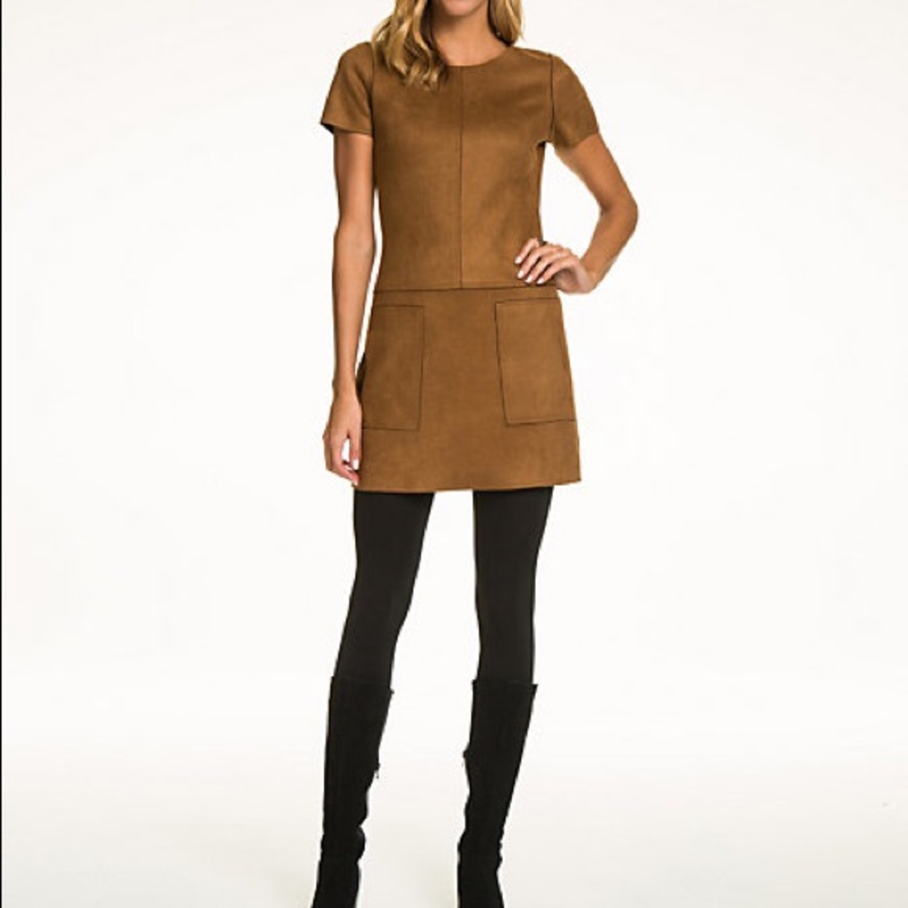 Le Chateau Faux Suede Mod Mini Dress NWT
